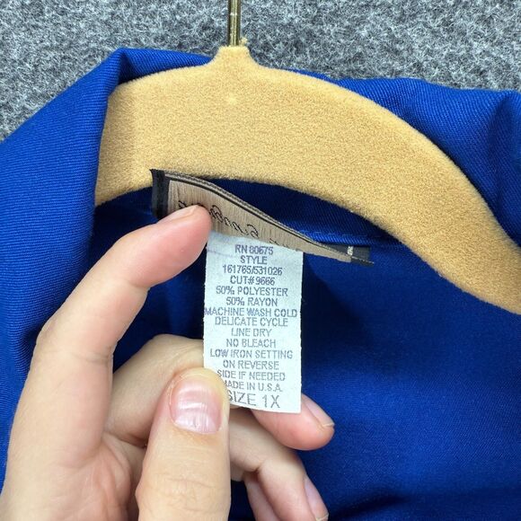 New Intriguing Threads Pants Suit Women 1X Plus Blue Collared Long Sleeve Casual - Picture 4 of 8